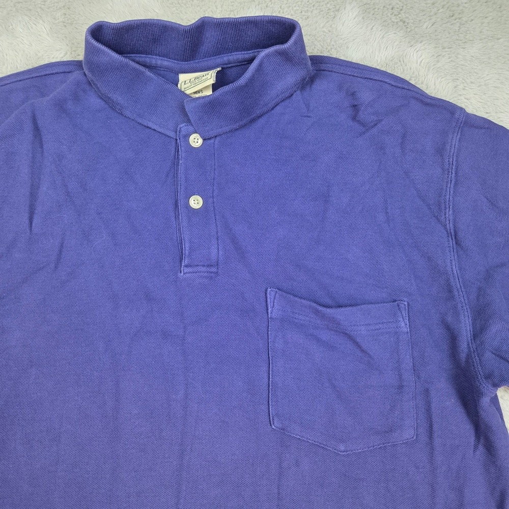 LL Bean Polo Shirt Mens M-Reg Short Sleeve Pique Pocket Purple 79c